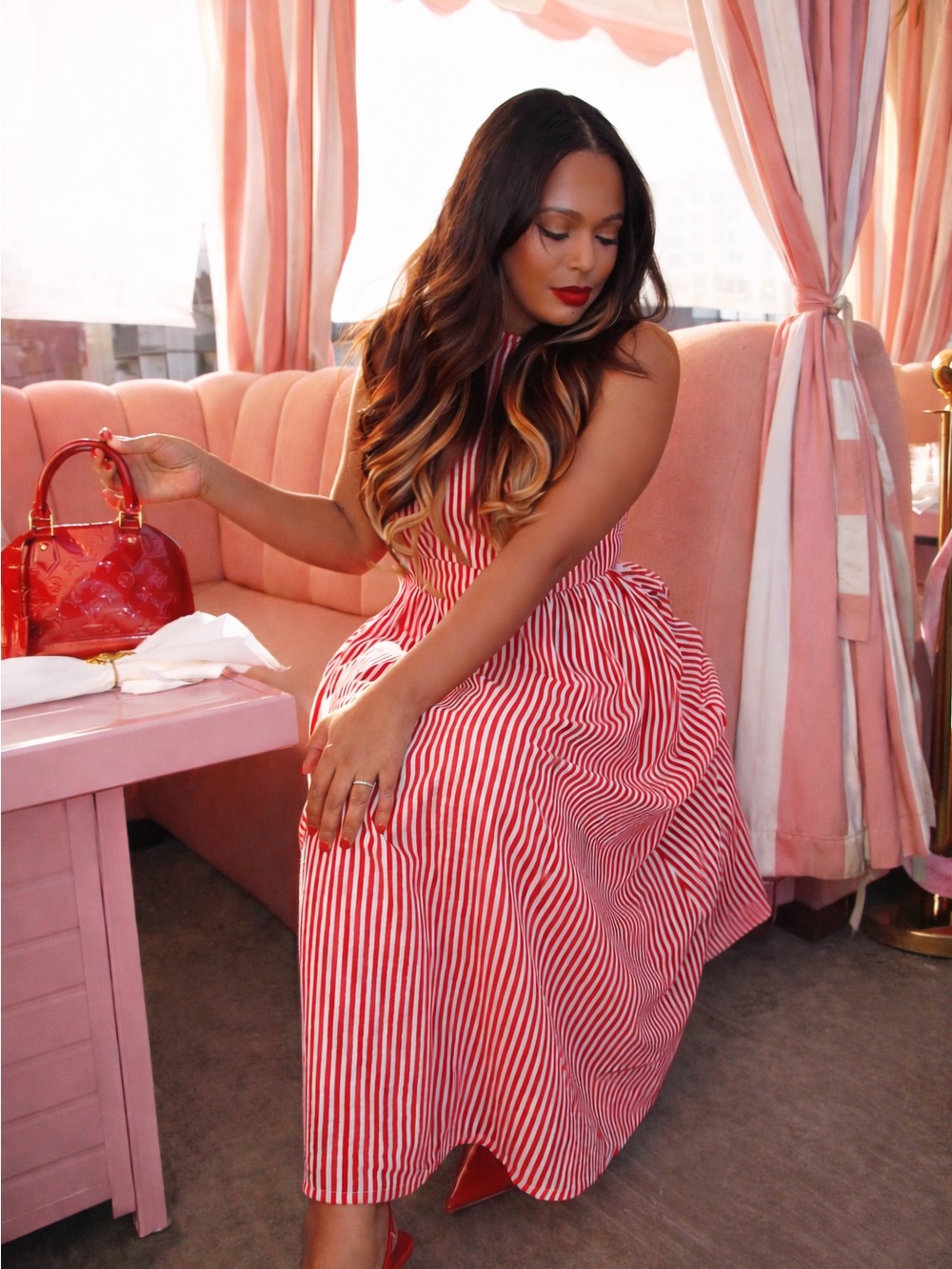 Dom Cassidy Amalfi Striped Dress | Red Stripe | NWT